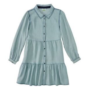 Serra Ladies Tiered Chambray Dress Light Wash Size L